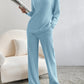 Fashion Solid Striped Suit V-neck Long-sleeved Top And Casual Straight Pants Loose Temperament Women's Clothing