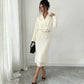 Elegant Lace-trimmed Petite Jacket And Lace Skirt Two-piece Set