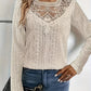 Elegant Fashion Solid Color Lace Stitching Hollow-out Long Sleeve T-shirt