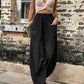 Pantalon sarouel pour femme avec poches, taille haute, décontracté, pour la plage, ample, pour l'été