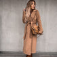 Woolen Coat Simple Fashion V-neck Lace Up Long Coat For Women