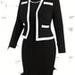 Women's Color Matching Three-quarter Sleeve Top And Hip Skirt Two-piece Set