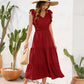 Long Casual Holiday V-neck High Waist Cake Dress