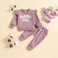 Children's Suit Baby Girl Flounced Sleeve Letter Embroidered Sweater Trousers