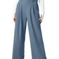 Women's Wide Leg Pants Elastic High Waist Waffle Knit Casual