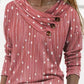 Women's Irregular Collar Printed Long Sleeve Top