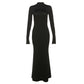 Women's Fashion Round Neck Long Sleeve Backless Slim Fit Dress