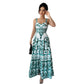 Green Printing Maxi Dress Women's Clothing