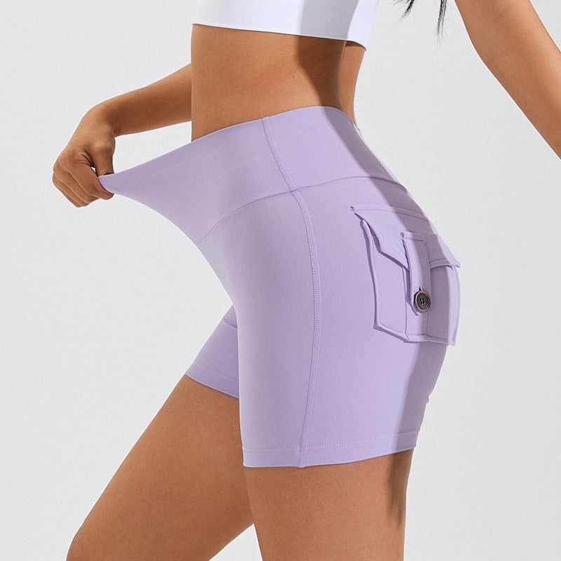 Short taille haute avec poches pour le yoga, le fitness, le sport, l'été