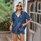 All-matching Slimming Thin Denim Short-sleeved Shirt Casual Top