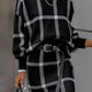 Large Plaid Pullover Long Sleeve Woolen Skirt Suit Two-piece Set