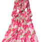 Ruffle Ruffle Collar Slim-fit Mid-length Printed Chiffon Pleated Skirt
