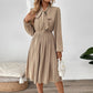 Bow Collar Lace-up Buckle Dress