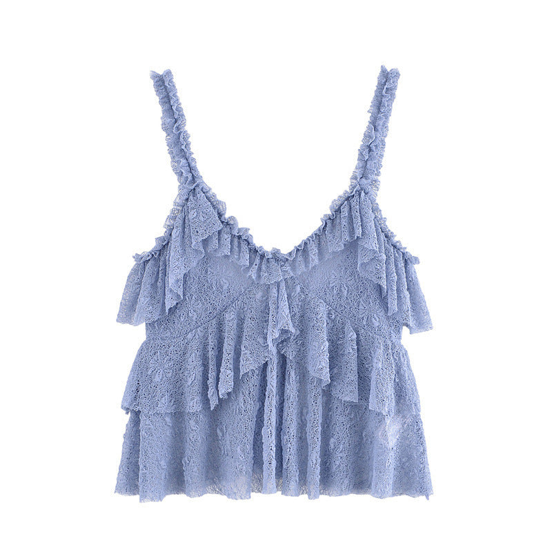 European And American Style Women's V-neck Camisole Top High Waist Skirt