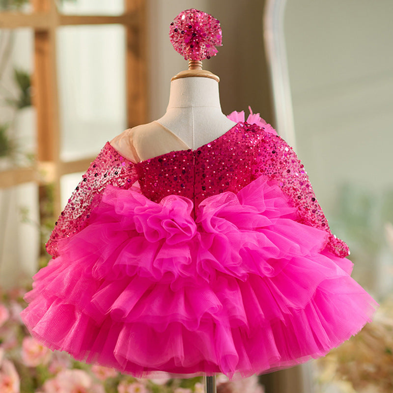 Rose Red Baby Dress For One Year Old