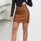 Jupe en cuir PU pour femme, taille en V, nombril exposé