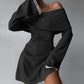 Women's Off-shoulder Horn Long Sleeve Short Dress Lace