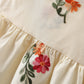 Full Body Embroidered Flowers Flounced Sleeve Cotton Dress
