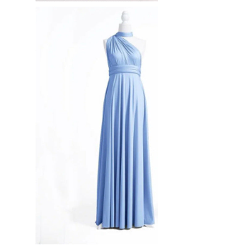 More Than Multiple Wear Rope Cross Backless Bandage One-piece Dress Long And Short