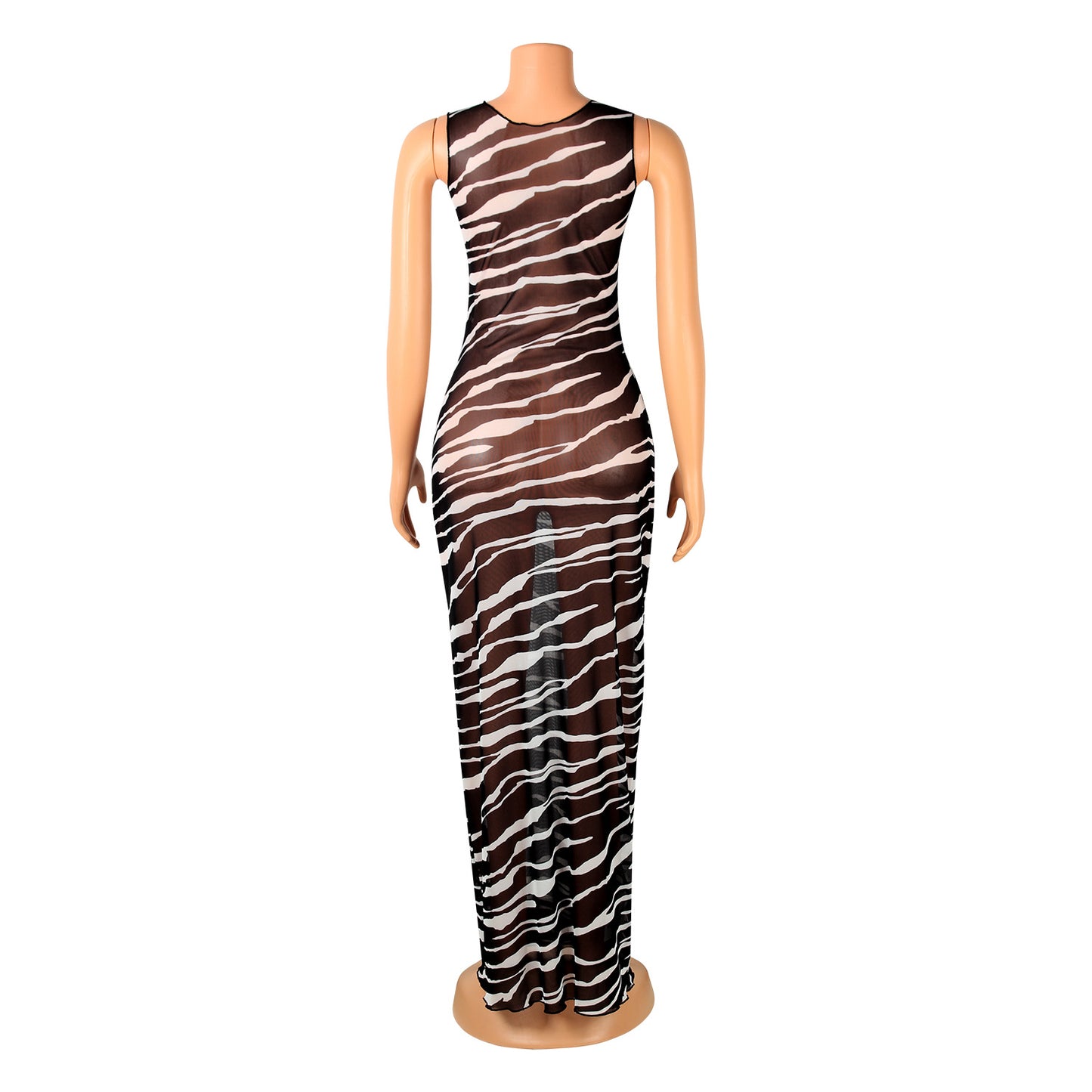 Mesh See-Through Sleeveless Dress