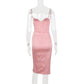 Robe mi-longue fendue style européen et américain pour femme, dos nu, coupe ajustée, motif arête de poisson