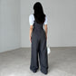 Combinaison pantalon ample taille haute sans manches de couleur unie