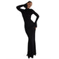 Women's Fashion Round Neck Long Sleeve Backless Slim Fit Dress