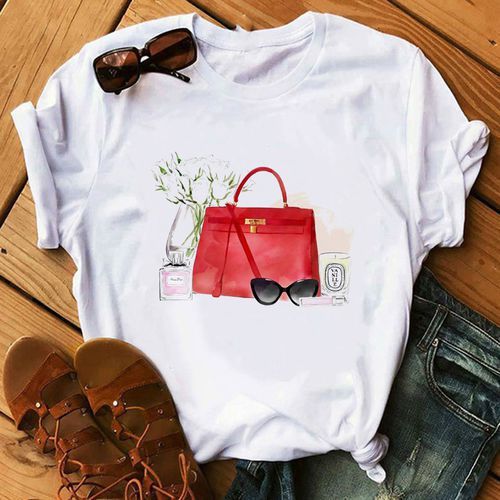 T-shirt ample à manches courtes et col rond pour femme
