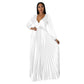 Robe plissée à manches lanternes pour femme