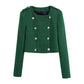 Women's Slim Short Double-Breasted Textured Jacket