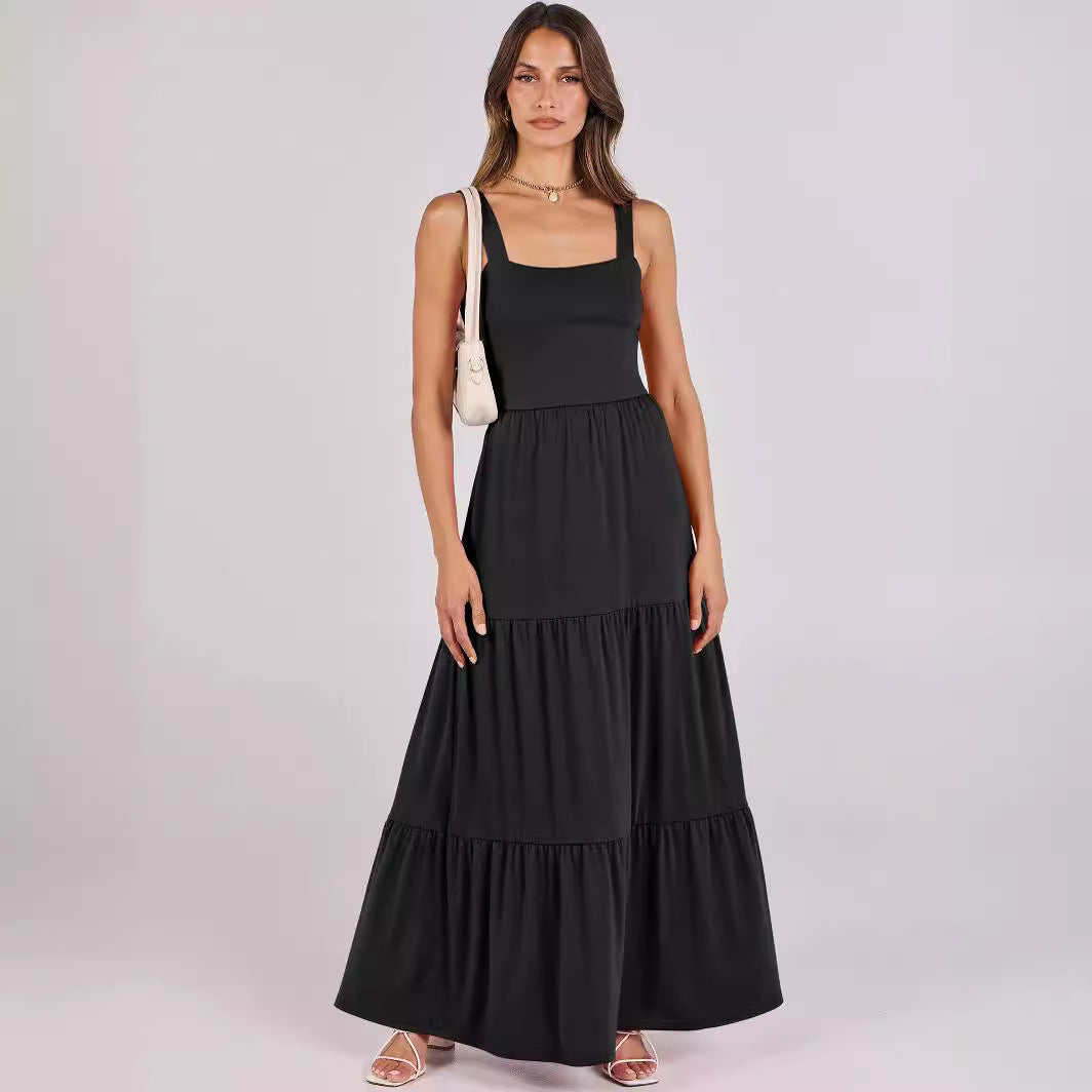 Robe sans manches à bretelles spaghetti et poches pour femme