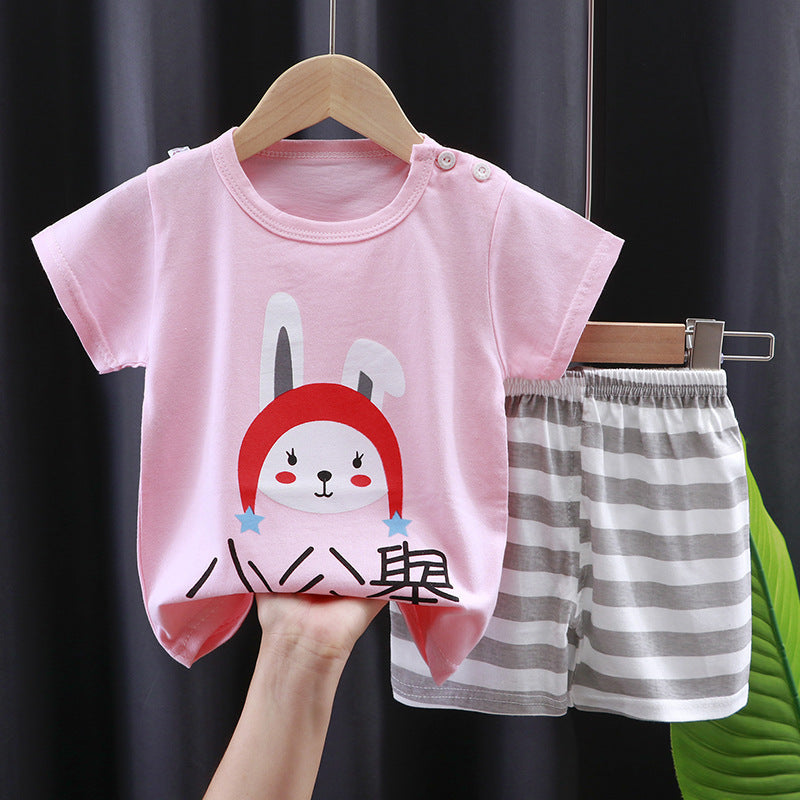 Ensemble t-shirt d'été à manches courtes pour enfant en pur coton