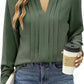 Temperament Commute Long Sleeve Solid Color Sweet Top Women's V-neck Design