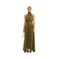 Womens Halterneck Cutout Back Dress With Flowing Ribbons