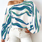 Off-neck Printed Loose-fitting Women's Shirt