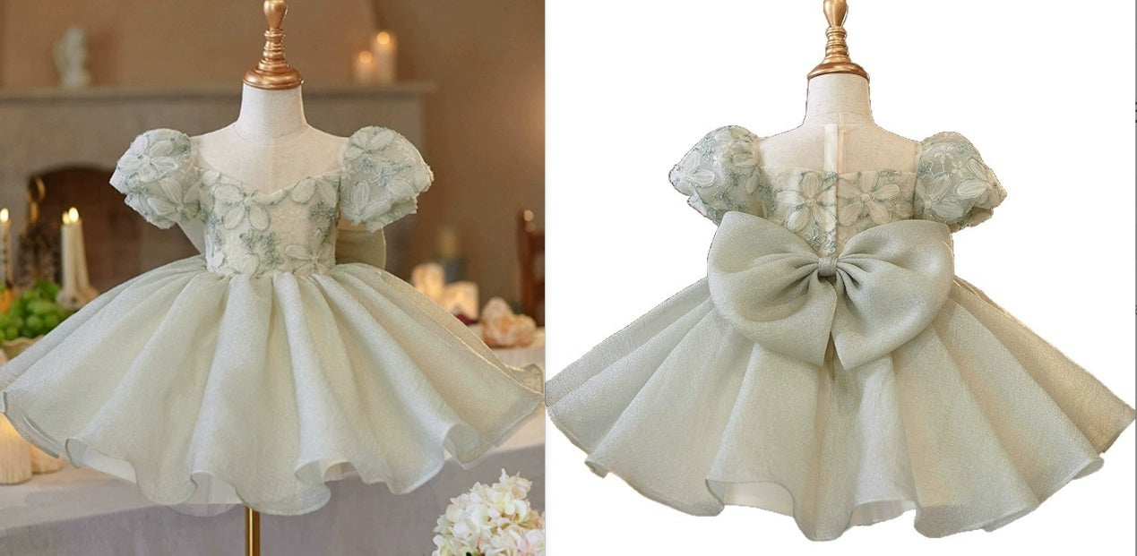 French Children's Birthday Dress Fruit Green
