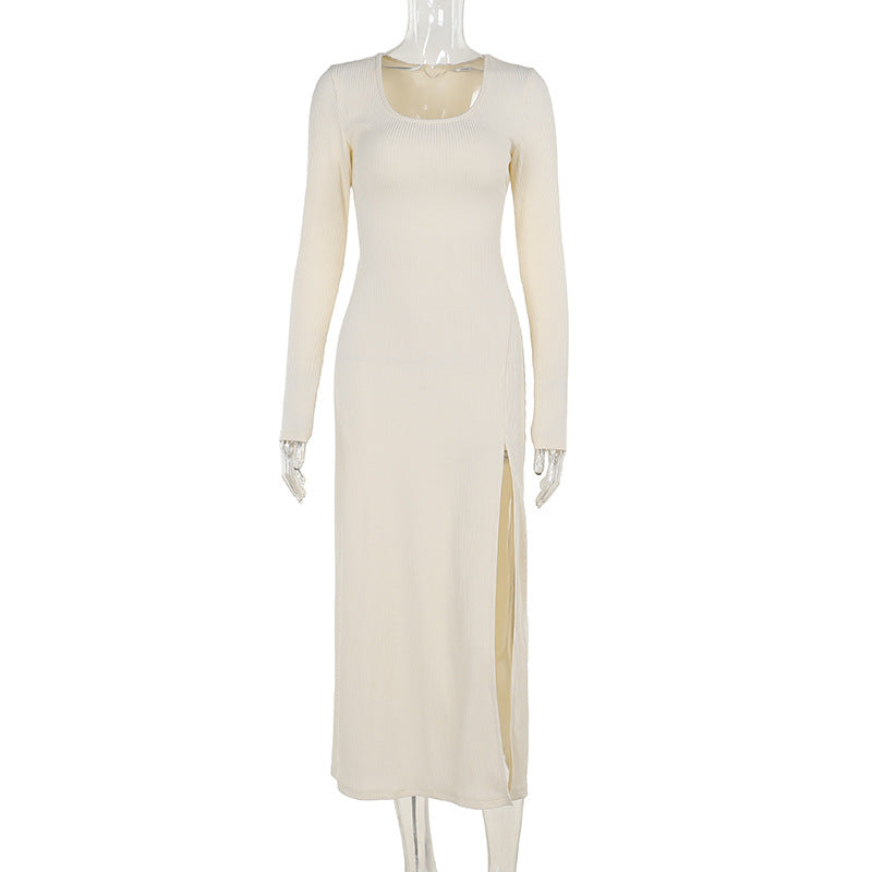 Robe moulante décontractée à lacets et coupe ajustée pour l'automne