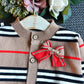 Ensemble jupe plissée rayée en tricot et pull pour fille