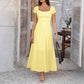 Elegant Pure Color Tied Pleating Puff Sleeve French Dress