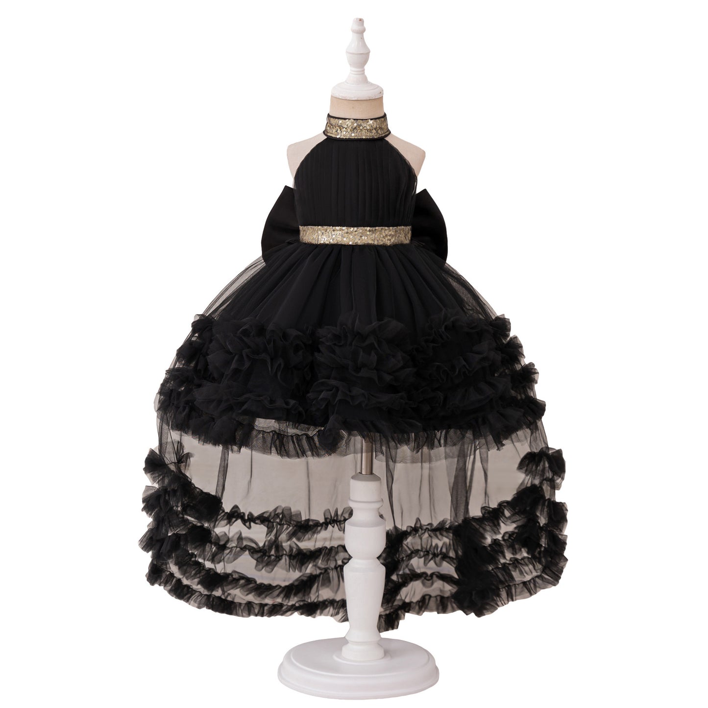 Girls Evening Dress Light Luxury Mesh Pleated Pettiskirt