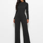 Round Neck Long Sleeve Wide Leg Jumpsuit
