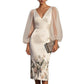 Mesh Stitching V-neck Digital Printed Dress