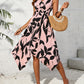 Leaf Print Twist Irregular Dress