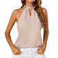 Women's Chiffon Hanging Neck Pullover Lace-Up Tank Top