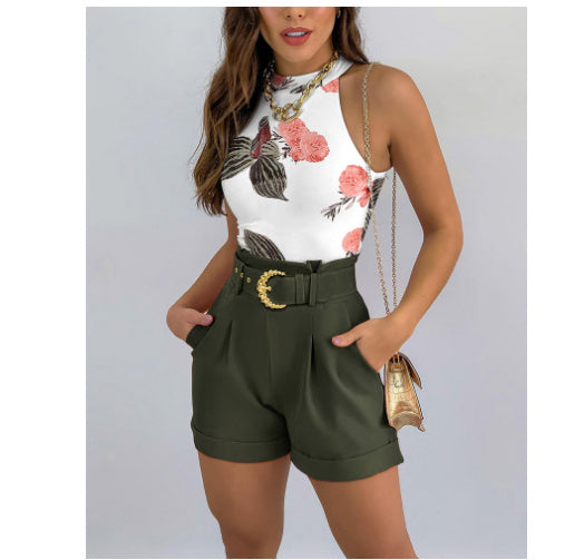Ensemble gilet et short slim pour femme