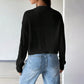 Women's Loose Long Sleeve Knitted Coat Solid Color Breasted Casual