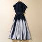 Robe en jean à revers, simple boutonnage, manches courtes, dégradé de couleurs, tendance, taille ajustée