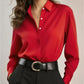 Women's Solid Color Loose Button Lapel Shirt