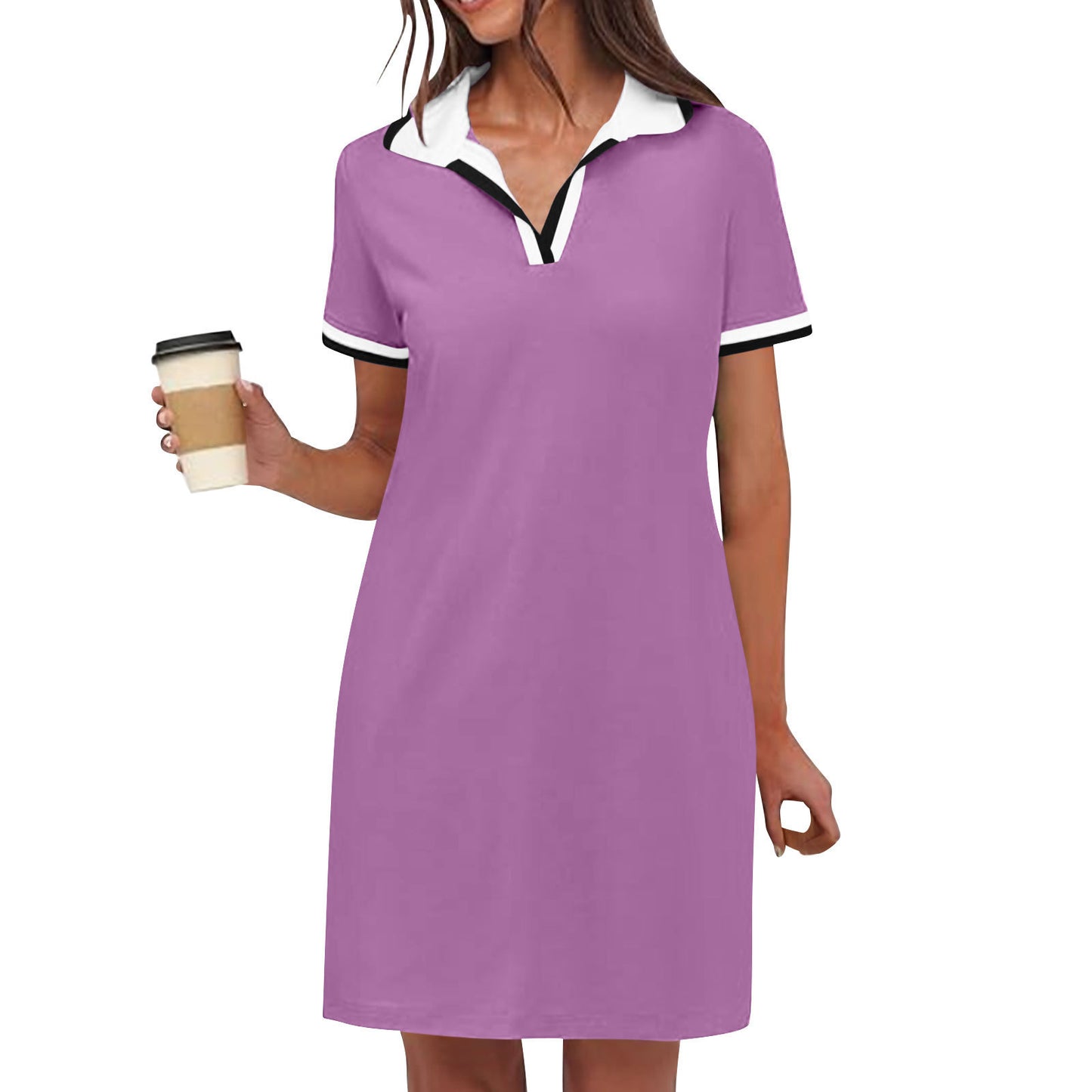 Women's Pure Short Sleeve V-neck Casual Dress