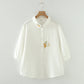 Artistic Flower Embroidery Double-layer Cotton Yarn Half Sleeve Shirt New Loose-fitting Short Sleeves Top